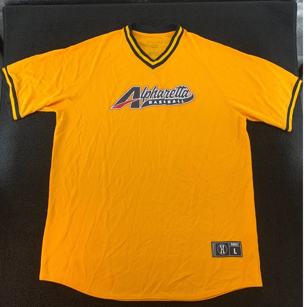 Holloway Alpharetta Baseball Jersey Gold Adult‎ Large Short Sleeve Dry-Excel